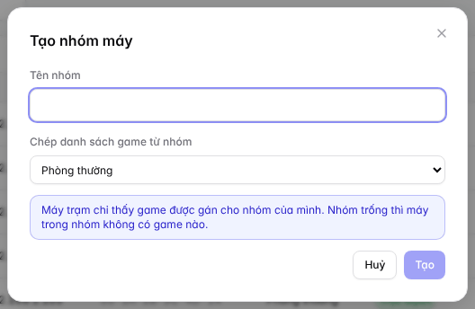 Tạo nhóm máy
