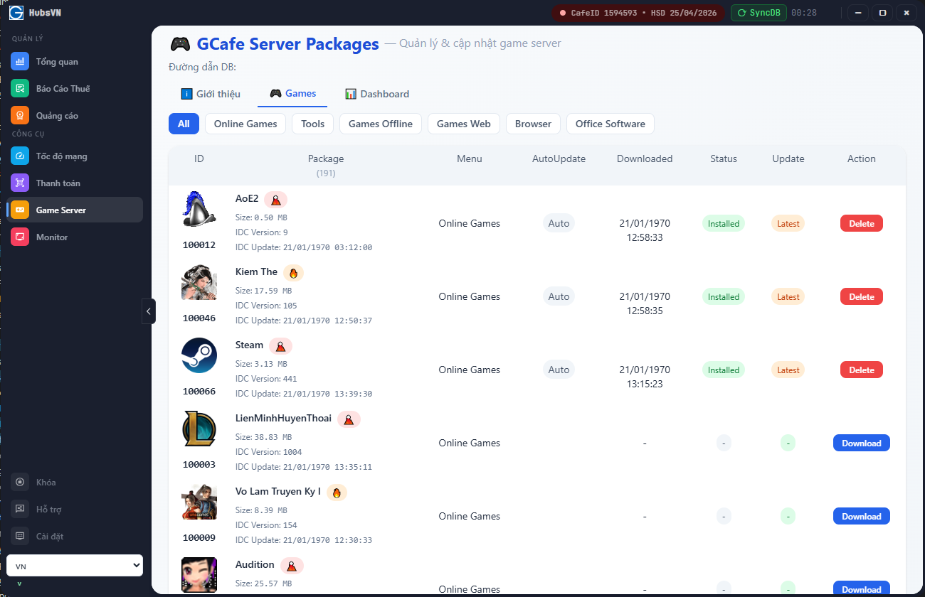 GCafe phần mềm quản lý phòng net số 1
